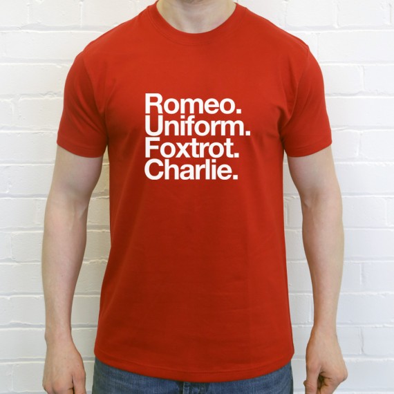 Rotherham United FC: Romeo Uniform Foxtrot Charlie T-Shirt | TheBoyDoneGood