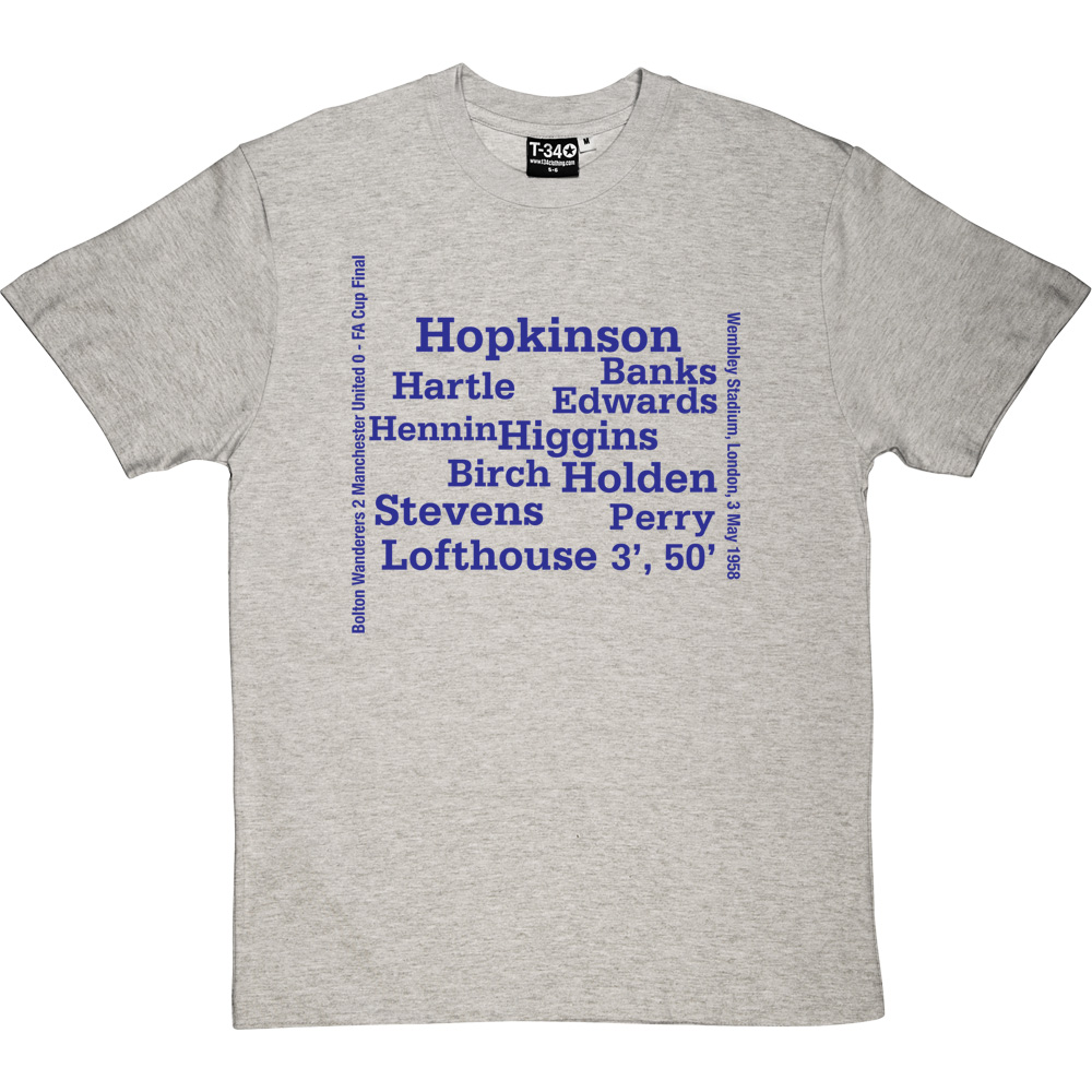 Bolton Wanderers 1958 FA Cup Final Line Up T-Shirt